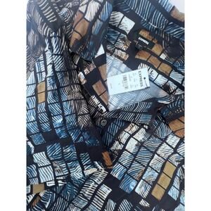 Express Mens Geometric Abstract Print Rayon ShortSleeve Button Down Shirt Blue L